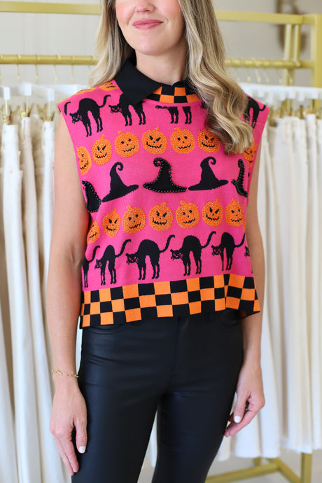 Checkered Trim Halloween Icon Tank