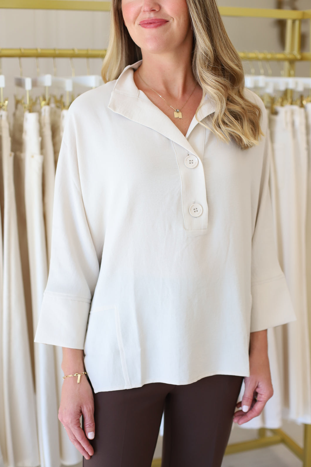 Oyster Button Blouse