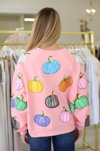 Multi Pumpkin V-Neck Sweatshirt