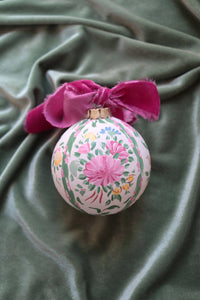 Hand-Painted Ceramic Ornament, Chinoiserie Bird Rose Canton