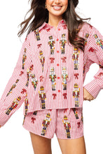 Scattered Nutcracker and Bow Button Up Top