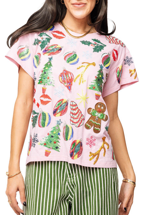 Light Pink Christmas Icons Tee