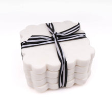 White Marble Scalloped Coasters [Set of 4]