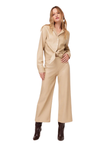 Faux Leather Tie Front Top