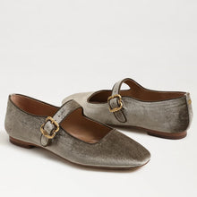 Michaela Mary Jane Flat, Dark Silver Sage Velvet