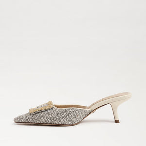 Britt Kitten Heel Mule, Ivory Twill