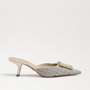 Britt Kitten Heel Mule, Ivory Twill