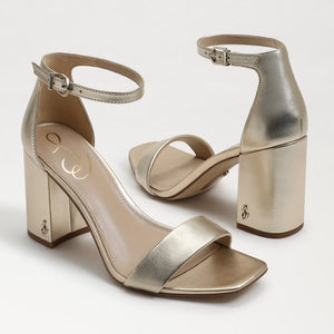 Daniella Block Heel Sandal, Metallic Gold