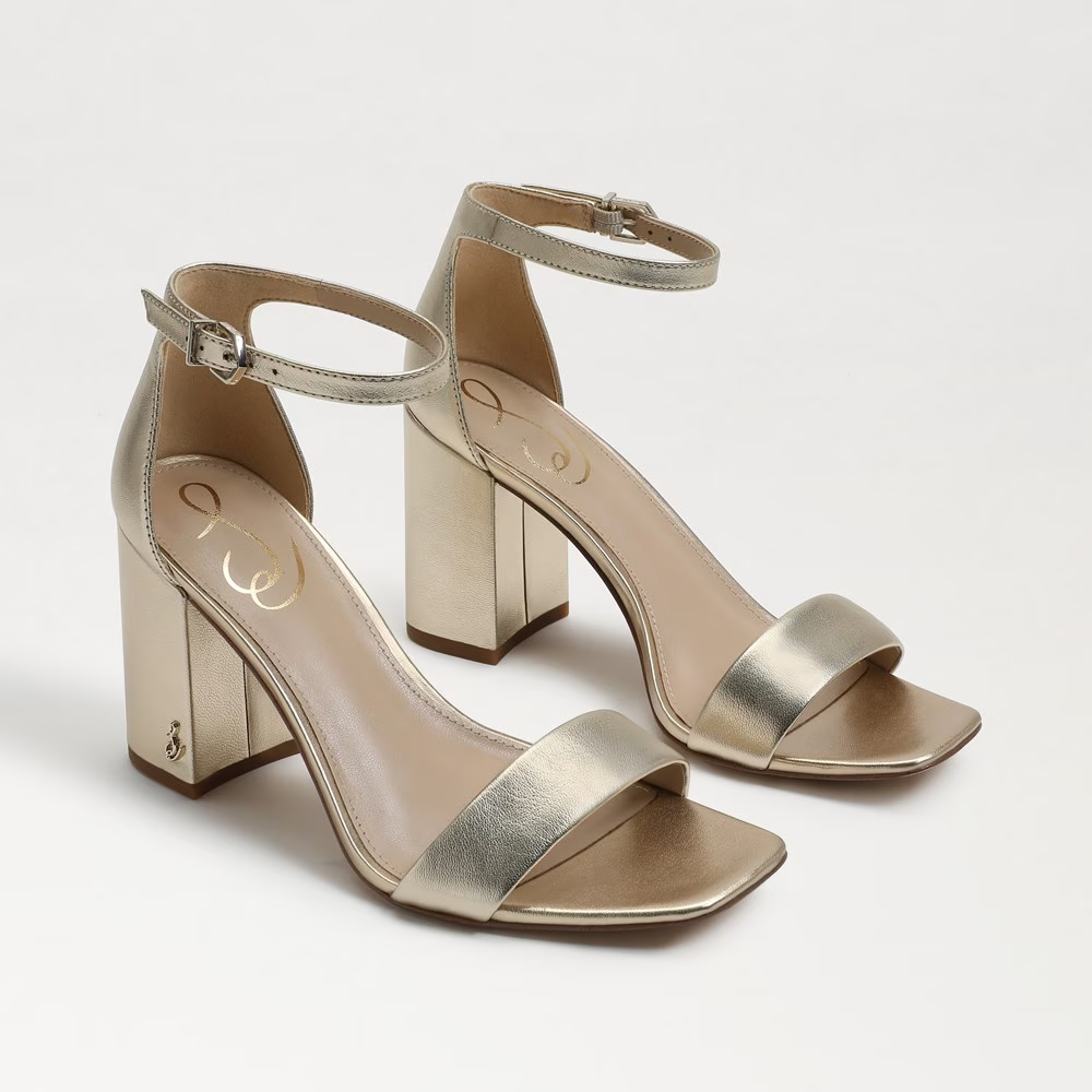 Daniella Block Heel Sandal, Metallic Gold