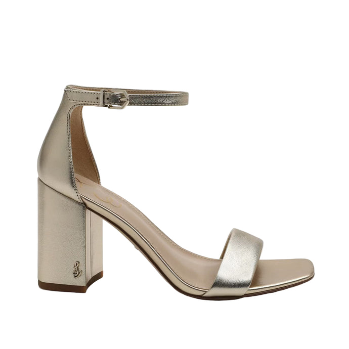 Daniella Block Heel Sandal, Metallic Gold