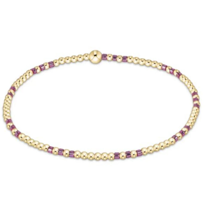 Hope Joy Pattern 2mm Bead Bracelet, Pink Metallic