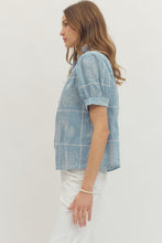 Light Blue Embroidered Shell Top