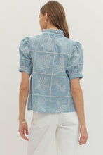 Light Blue Embroidered Shell Top