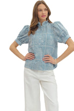 Light Blue Embroidered Shell Top