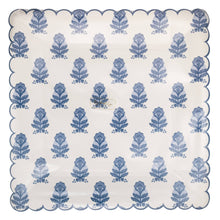 Blue Flower Block Print 10" Paper Plate [Pack of 8]