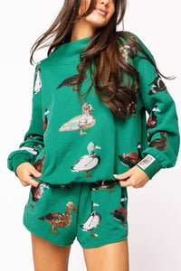 Green Duck Mock Neck Sweatshirt