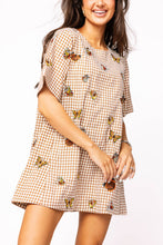 Brown Plaid Butterfly Short Sleeve Dress
