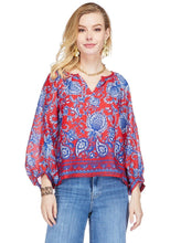 Blue Vines Bishop Sleeve Top