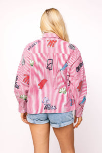 Ole Miss Mini Icon Striped Button Down