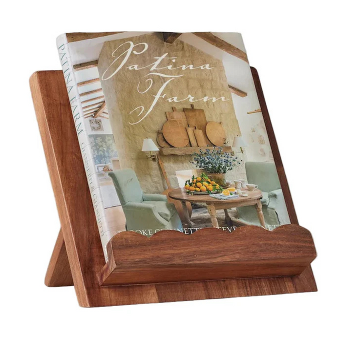 Scalloped Wood Book Stand, Natural