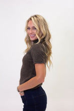 Solid Mock Short Sleeve Sweater, Chocolate