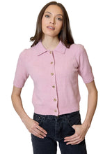 Short Sleeve Button Front Cardi, Shadow Pink