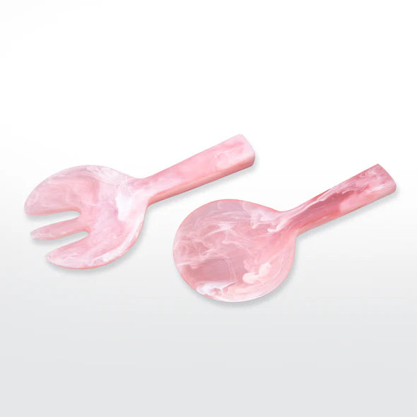 Short Handle Salad Servers, Pink