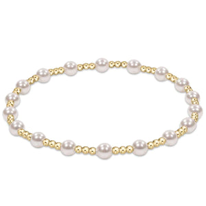 Classic Sincerity Pattern 4mm Bead Bracelet, Pearl