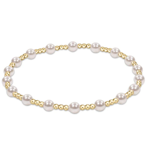 Classic Sincerity Pattern 4mm Bead Bracelet, Pearl