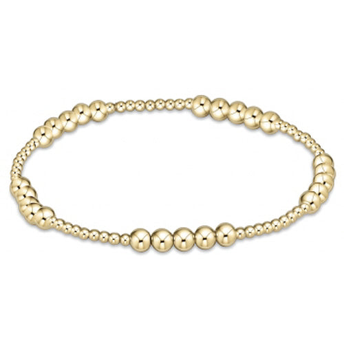 Classic Blissful Pattern 2mm Bead Bracelet, 4mm Gold