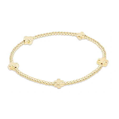 Signature Cross 2mm Bead Bracelet, Gold