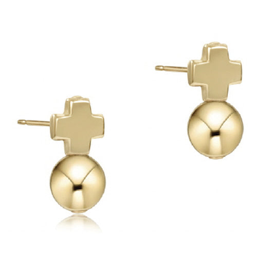 Signature Cross Gold Stud Earrings, Gold