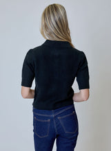 Short Sleeve Button Front Cardi, Black