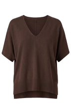 Short Sleeve V-Neck Dolman Popover Knit, Java