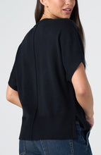 Short Sleeve V-Neck Dolman Popover Knit, Black