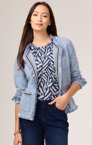 Indigo Fringe Knit Jacket