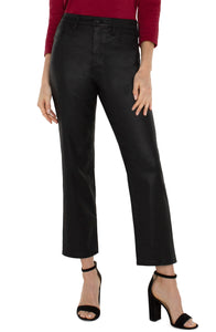 Kennedy High Rise Crop Straight Leg Jean 27" Inseam, Coated Black