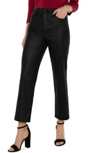 Kennedy High Rise Crop Straight Leg Jean 27" Inseam, Coated Black