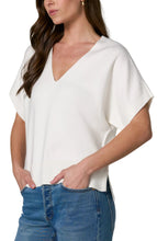 Short Sleeve V-Neck Dolman Popover Knit, Whipped Cream