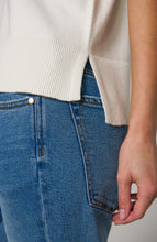Short Sleeve V-Neck Dolman Popover Knit, Whipped Cream