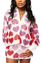 White Multi Rhinestone Hearts Button Up Top