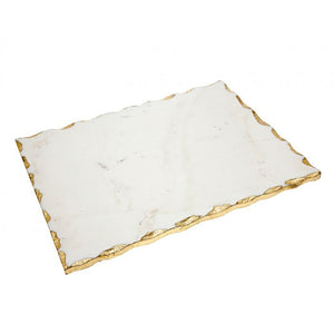 Godinger White Marble Challah Board With Gold Edge