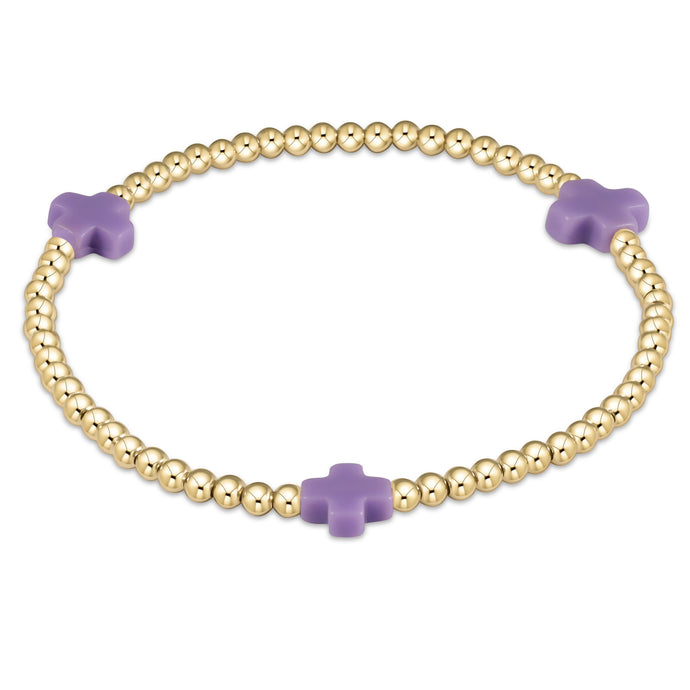 Signature Cross Gold 3mm Bead Bracelet, Purple