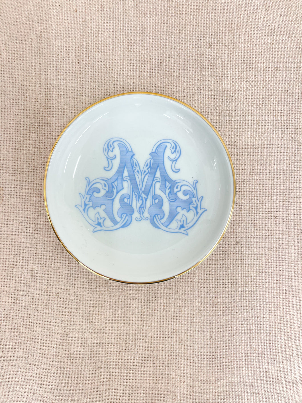 Monogram Coaster / Ring Dish, Light Blue