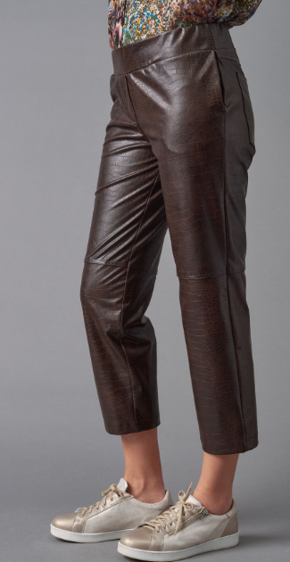 Croc Leather Pull-On Pant